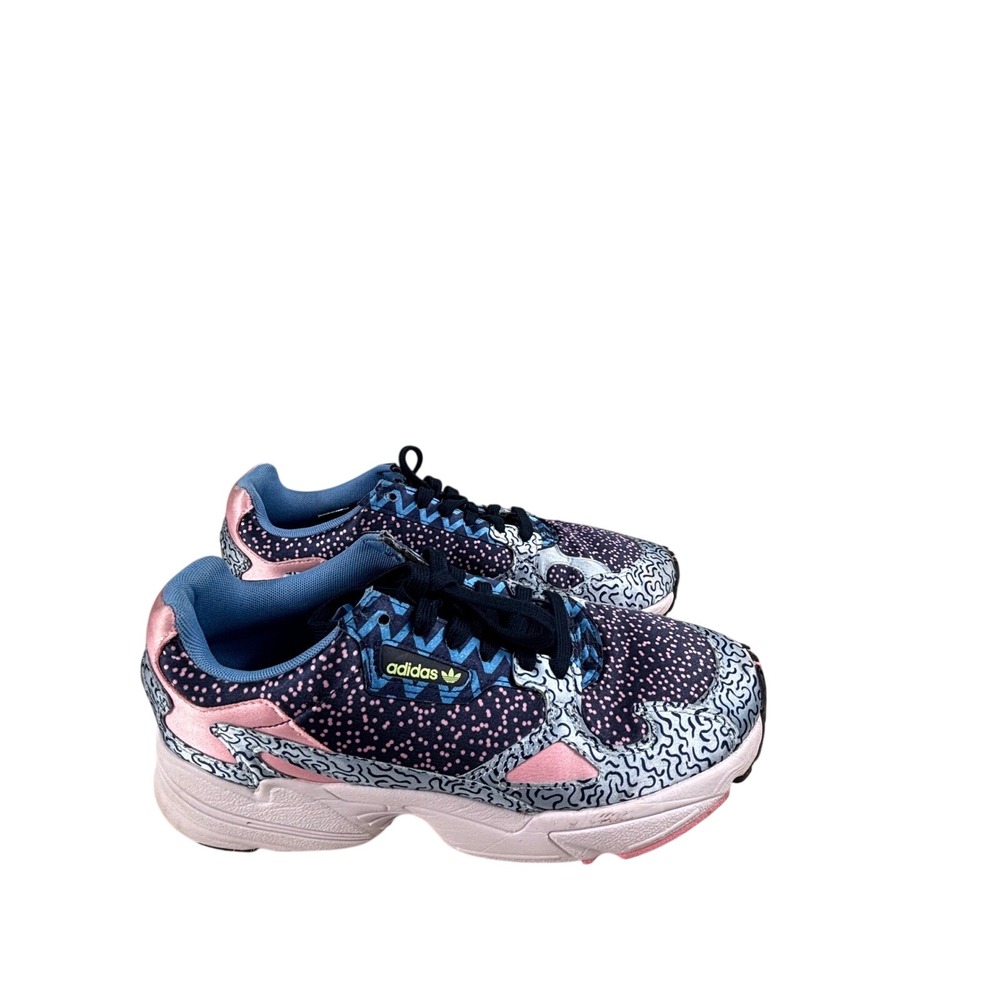 Adidas Falcon Athletic Shoes Womens Size 9.5 Multi Color‎ Pink Blue Pattern